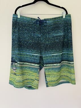 Columbia PFG Board Shorts Mens 36 Blue Green Fishing Swim Trunks Performance
